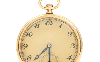 SOLD. An early 20th century 14k gold pocketwatch. Golden dial with black Arabic numerals and subsidary seconds. Diam. 45 mm. – Bruun Rasmussen Auctioneers of Fine Art