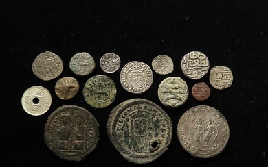 Ancient, hammered and world coin assortment (15) from Byzant...