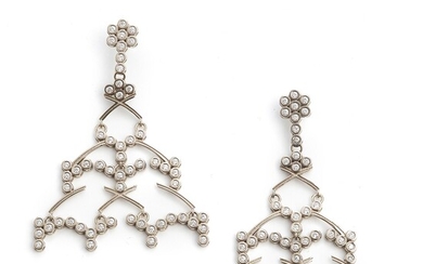 NOT SOLD. Anita Sondore: A pair of diamond ear pendants "Stardust" each set with numerous...