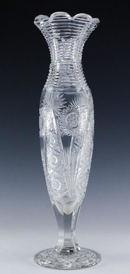 Antique 18" American Brilliant Cut Crystal Vase