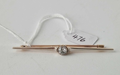 Antique Edwardian 15ct single stone diamond bar brooch with ...