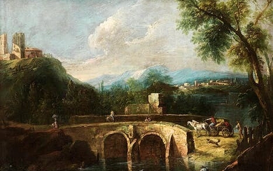 Antonio Diziani, 1737 Venedig – 1797 ebenda, zug., LANDSCHAFT MIT BRÜCKE