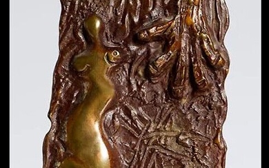 Antonio Grediaga Kieff Original Bronze Sculpture Full Round Signed Totem Female