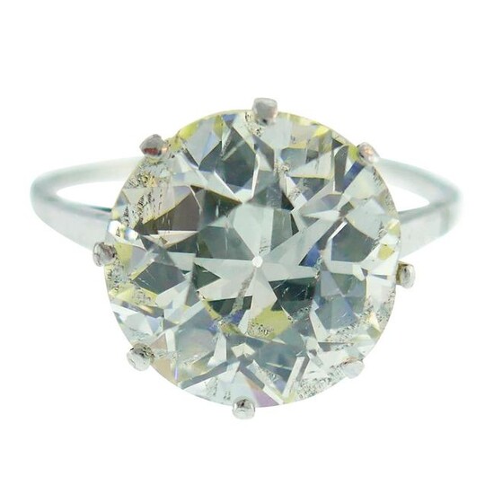 Art Deco Diamond Platinum Solitaire Ring, 4.86 Carat
