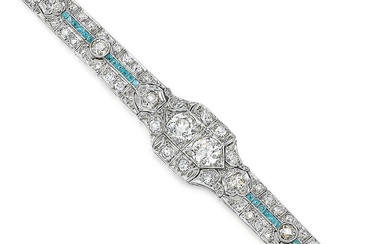 Art Deco Style Old Cut Diamond Bracelet, 7.50 CTW