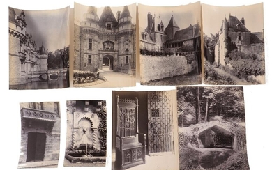 Attributed to Frederick Henry Evans, British 1853-1945- A group of sixteen black and white photographs of Chateau de Rochelambert, Chateau d’Esclimont and Chateau de Rosay, France, albumen prints, unframed, inscribed to verso, average sizes...