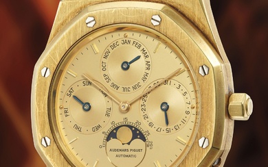 Audemars Piguet, Ref. 25554BA A highly rare and attractive yellow gold perpetual calendar wristwatch with bracelet