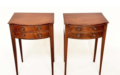 BEDSIDE/LAMP TABLES, a pair, George III design flame mahogan...