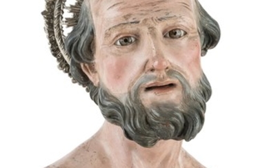 BUST OF ST. JOSEPH IN EARTHENWARE - NAPLES END 18TH CENTURY