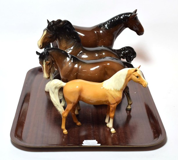 Beswick horses including a cantering Shire; mare (facing left); a...