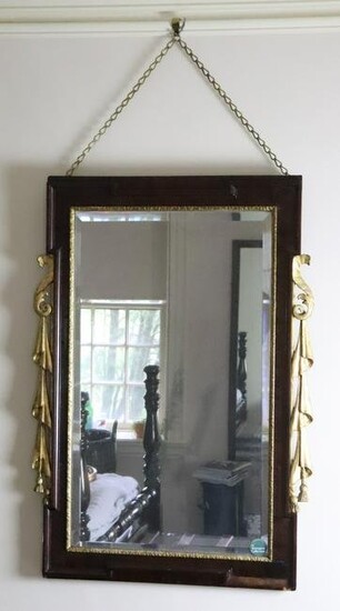 Beveled Glass Mirror in Mahogany Frame