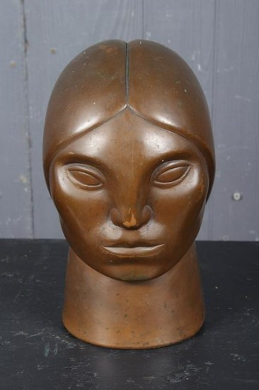 Brancusi Style Copper Portrait Bust