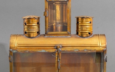 Brass Oil Lamp Menorah, 19th C.