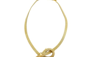 British 1972 A 9 carat gold flexible brick link necklace Wit...