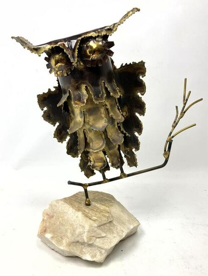 C Jere style Brutalist Metal Owl Sculpture. Modernist F