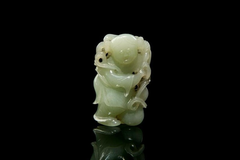 CHINESE JADE CARVED BOY FIGURE