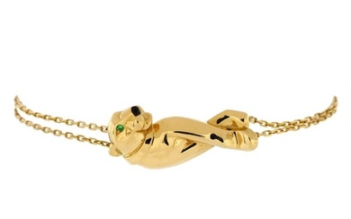 Cartier Panthere de Cartier Double Chain Bracelet 18K Yellow Gold with Tsavorite and Onyx