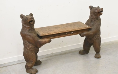 Carved wooden bear bench (ht 76 x 115cm)...
