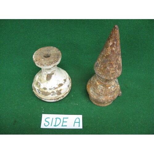 Cast iron tram pole finial - 14.5'' tall and 4.5'' dia base ...