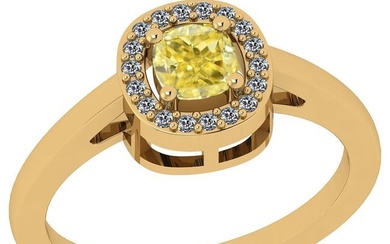 Certified 0.63 Ct GIA Certified Natural Fancy Yellow Diamond And White Diamond 18K Yellow Gold