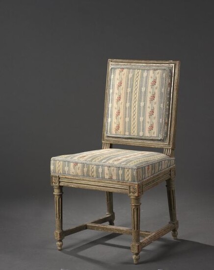 Louis XVI period moulded, carved and relaquered wooden chair