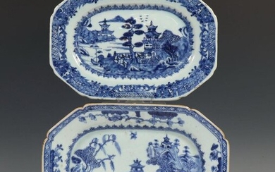China, two blue and white porcelain bowls, Qianlong,...