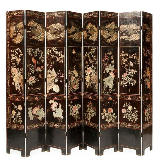 Chinese Carved and Painted Lacquer Screens