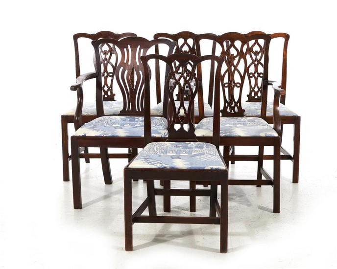 Chinese Chippendale style dining chairs (6pcs)