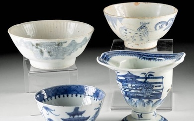 Chinese Ming / Qing Blue-on-White Porcelain Vessels