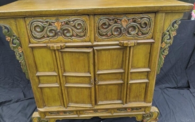 Chinese Painted Wood Chest Cabinet