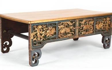 Chinese Parcel Gilt and Painted Low Coffee Table