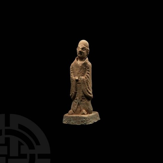 Chinese Tang Figure of a Priest with Script