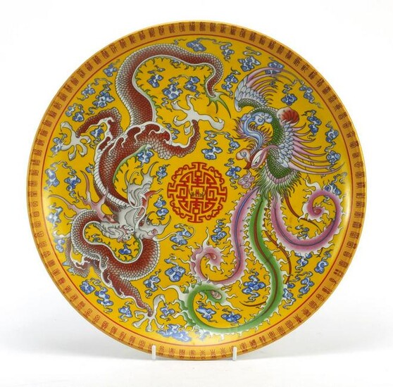 Chinese porcelain plate decorated with a dragon and