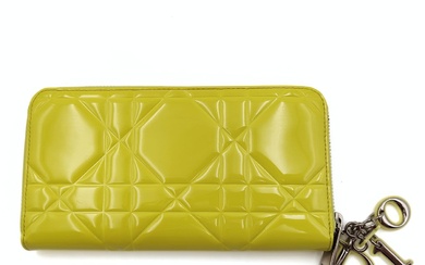 Christian Dior Lady Dior wallet in yellow patent leather