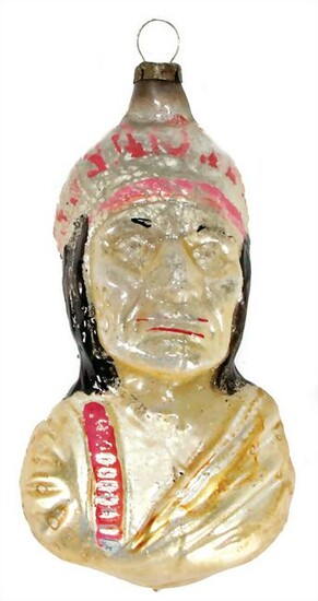 Christmas tree decoration, early, Indian head, glass