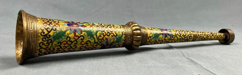 Cloisonne ceremonial trumpet. Probably China, Tibet