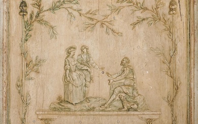 Continental Rococo Style Painted Primed Carved Wood 'Allegory of Charity' Boiserie Panel, Probably French, 18th - 19th Century