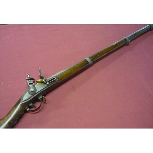Continental flintlock musket with 40 1/2 inch three banded r...