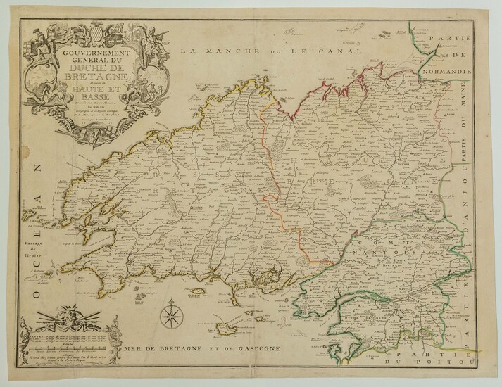 DUCHÉ DE BRETAGNE. Carte de 1711 : « Gouvernement... - Lot 76 - Vermot et Associés