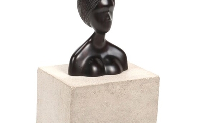 David L. Hostetler Ebony and Limestone Sculpture "Black Girl," 2005