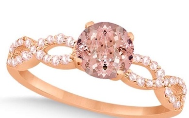 Diamond and Morganite Infinity Engagement Ring 14K Rose Gold 1.45ctw