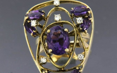 Diamond ring with amethyst