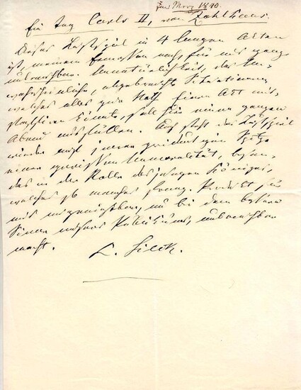 Dichter, Herausgeber, Übersetzer und Dramaturg (1773-1853): Eigenh. Kritik eines Lustspiels von Ritter von Zahlhas, genannt Neufeld, mit U. ("L. Tieck").