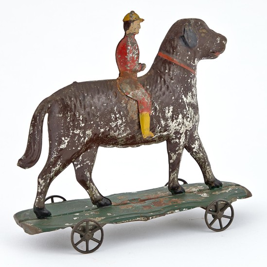 Dog and Rider Tin Pull Toy