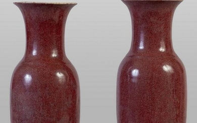 Due vasi in porcellana sangue di bue, Cina