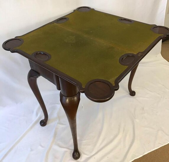 Edwardian Queen Anne Style Mahogany Gaming Table