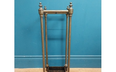 Edwardian brass and cast iron stick stand. {62 cm H x 22 cm ...