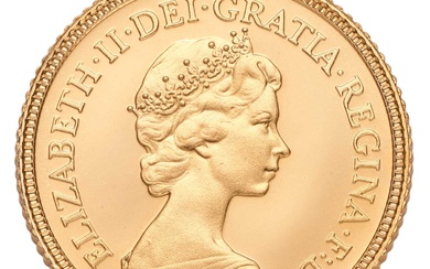 Elizabeth II, Proof Half Sovereign 1980; encapsulated and housed in...