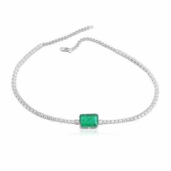 Emerald Gemstone Choker Diamond 18Kt Gold Jewelry