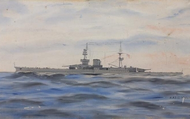 F T HARMAN (British 19th/20th Century) HMS Glorious, Oil...